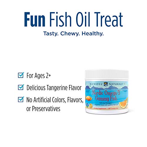 Nordic Naturals Nordic Omega-3 Gummy Fish, Tangerine - 30 Gummy Fish - 124 mg Total Omega-3s with EPA & DHA - Non-GMO - 30 Servings