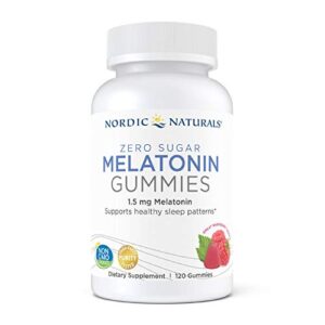nordic naturals zero sugar melatonin gummies, raspberry – 120 gummies – 1.5 mg melatonin – great taste – restful sleep, antioxidant support – non-gmo, vegan – 120 servings