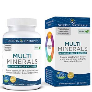 nordic naturals multi minerals without iron & copper, unflavored – 90 capsules – 9 essential minerals to support cellular health – optimal health & wellness – certified vegan – non-gmo – 30 servings