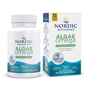 Nordic Naturals Algae Omega - 60 Soft Gels - 715 mg Omega-3 - Certified Vegan Algae Oil - Plant-Based EPA & DHA - Heart, Eye, Immune & Brain Health - Non-GMO - 30 Servings