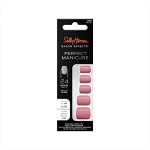 sally hansen salon effects perfect manicure press on nails kit, pink clay