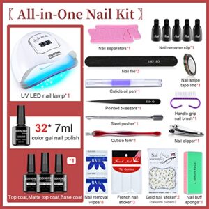 JODSONE Gel Nail Polish Kit with U V Light 32 Colors Gel Polish Nail Kit Soak Off Gel Nail Set Manicure Tools Nail Gel Kit Gifts for Women