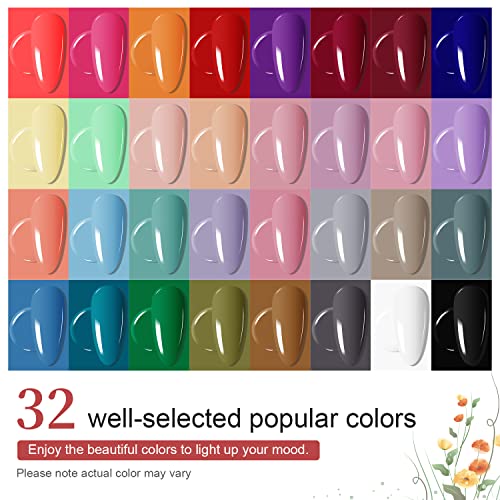 JODSONE Gel Nail Polish Kit with U V Light 32 Colors Gel Polish Nail Kit Soak Off Gel Nail Set Manicure Tools Nail Gel Kit Gifts for Women