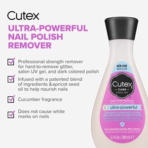 Gel Nail Polish Remover by Cutex, Ultra-Powerful & Removes Glitter and Dark Colored Paints, Paraben Free, 6.76 Fl Oz