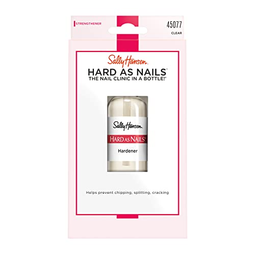 Sally Hansen Hard As Nails® Nail Hardener, Clear, Strengthener, 1 Count, 0.45 Oz ,Nail Hardener, Nail Strengthener, Clear Nail Polish, Nail Strengthening Polish
