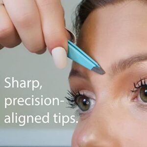 Zizzili Basics Tweezers - Limited Edition Aqua Ombré Slant Tweezer - Best Tweezers for Eyebrow, Hair Removal and Your Precision Needs