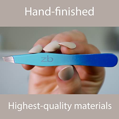 Zizzili Basics Tweezers - Limited Edition Aqua Ombré Slant Tweezer - Best Tweezers for Eyebrow, Hair Removal and Your Precision Needs