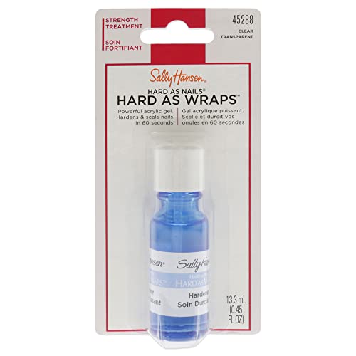 Sally Hansen Hard As Nails® Hard As Wraps™, Transparent, Nail Hardener, .44 Fl Oz, Nail Strengthener, Clear Nail Polish, Nail Strengthening Polish, Smooth, Protective