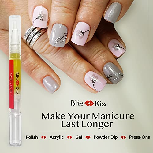 Bliss Kiss | 1 Crisp Fragrance | Nail Oil Cuticle Pen w/Vitamin E & Jojoba⏤Nail Strengthener Nail Growth Treatment for Brittle Peeling Breaking Thin Nails