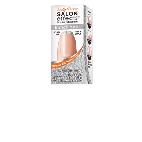 Sally Hansen Salon Effects French Mani Real Nail Polish Strips, Silver Lining, 16 Count