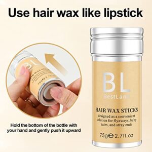 BestLand Hair Wax Stick, Flyaways Hair Stick Non-greasy Styling Wax Stick for Hair Edge Control Hair Finishing Slick Wax Stick Flyaways Edge Frizz Baby Hairs (2.7 Fl Oz (Pack of 1))