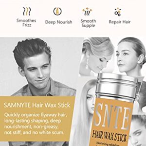 Samnyte Hair Wax Stick, Wax Stick for Hair Wigs Edge Control Slick Stick Hair Pomade Stick Non-greasy Styling Wax for Fly Away & Edge Frizz Hair 2.7 Oz