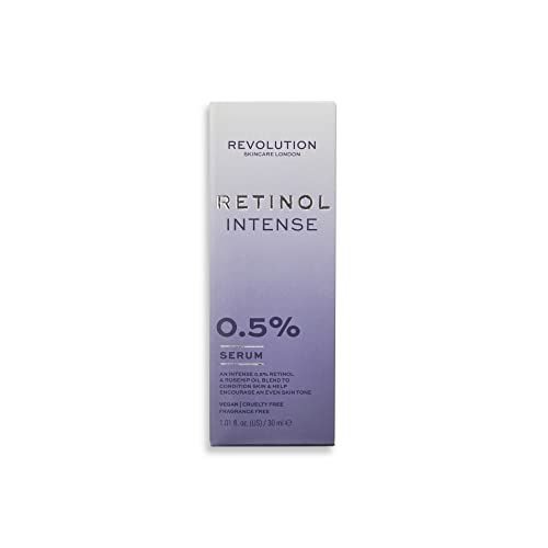 Revolution Skincare 0.5% Retinol Intense Serum, Face Serum To Revitalize Skin, Vegan & Cruelty-Free, 1.01fl.oz/30ml