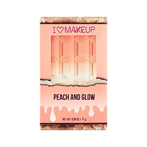 I Heart Revolution Peach and Glow Highlighter Duo, Peach & Chocolate Duo Shimmer, Highlighter & Blush, Mini Compact Palette, Vegan & Cruelty-Free, 0.38 Oz