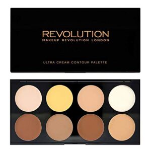 makeup revolution ultra cream contour palette, makeup palette includes highlighters & contour shades, adds definition & sculpts features, vegan, 13g