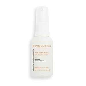 revolution skincare 20% vitamin c radiance serum, vitamin c serum for the face, fades dark spots, evens out skin tone, vegan & cruelty free, 1.01fl.oz/30ml
