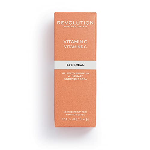 Revolution Skincare Vitamin C Brightening Eye Cream, Reduce Dark Circles, Illuminate & Hydrate The Under Eye,Vegan & Cruelty Free, 0.5fl.oz/15ml