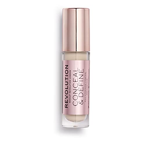 Makeup Revolution Conceal & Define Concealer, Full Coverage Makeup Concealer, Matte Finish & Long Wear, For Fair Skin Tones, Vegan, C1, 4ml