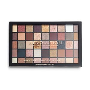 makeup revolution maxi reloaded palette, eyeshadow palette, 45 highly pigmented neutral shades, large it up, 1.35g