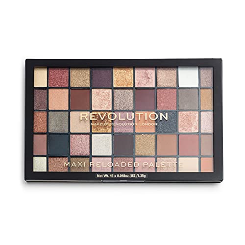 Makeup Revolution Maxi Reloaded Palette, Eyeshadow Palette, 45 Highly Pigmented Neutral Shades, Large It Up, 1.35g