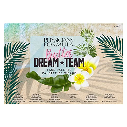 Physicians Formula Butter Dream Team Palette Makeup Gift Set, Bronzer, Blush, Face Powder, Dermatologist Approved