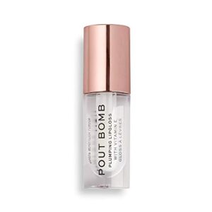 makeup revolution pout bomb plumping gloss, lip plumper gloss to increase lip volume, contains vitamin e, glaze, 4.6ml