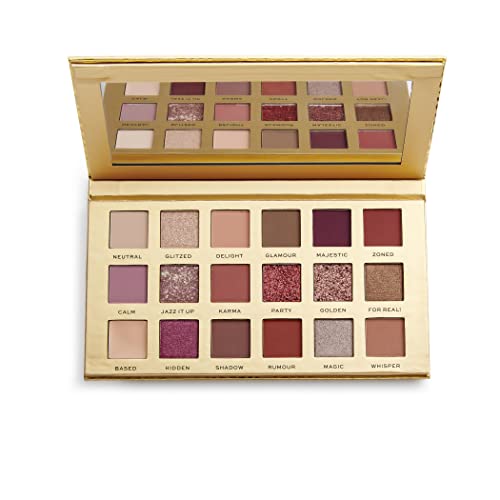 Revolution Pro Eyeshadow Palette, Glitter, Matte & Pearl Pigments, 18 Panned Shadows, Vegan & Cruelty-Free, New Neutral, 0.63 Oz