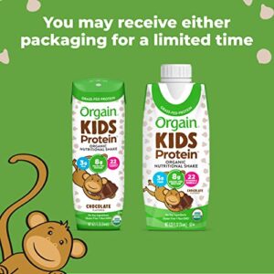 Orgain Organic Kids Protein Nutritional Shake, Chocolate - 8g of Protein, 22 Vitamins & Minerals, Fruits & Vegetables, Gluten Free, Soy Free, Non-GMO, 8.25 Fl Oz (Pack of 12)