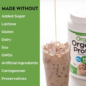 Orgain Organic Vegan Protein Powder, Iced Coffee, 21g of Plant Based Protein, 60mg of Caffeine, Low Net Carbs, Non Dairy, Gluten Free, No Sugar Added, Soy Free, Kosher, Non-GMO, Flavored, 2.03 Lb