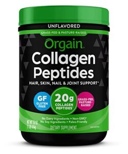 orgain hydrolyzed collagen peptides powder, 20g grass fed collagen – hair, skin, nail, & joint support supplement, paleo & keto, non-gmo, type i and iii, 1lb (packaging may vary)