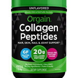 Orgain Hydrolyzed Collagen Peptides Powder, 20g Grass Fed Collagen - Hair, Skin, Nail, & Joint Support Supplement, Paleo & Keto, Non-GMO, Type I and III, 1lb (Packaging May Vary)