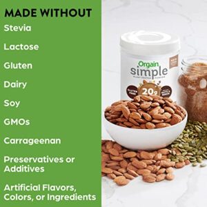 Orgain Simple Organic Vegan Protein Powder, Chocolate - 20g of Plant Based, Made with Fewer Ingredients and Without Dairy, Gluten and Stevia, Kosher, Non-GMO, 1.25 Lb (Packaging May Vary)