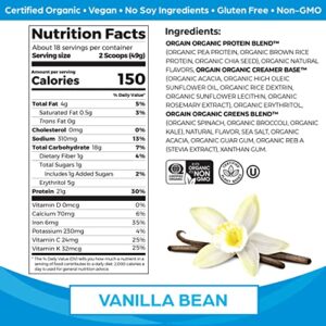Orgain Organic Protein & Greens Vegan Protein Powder, Vanilla Bean - 21g of Plant Based Protein, Gluten Free, Non-GMO, 1.94 Pound, 1 Count, Packaging May Vary