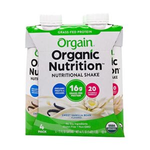 orgain, nutri shake sweet vanilla bean organic, 11 fl oz, 4 pack