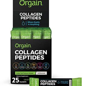 Orgain Hydrolyzed Collagen Peptides Protein Powder Sticks - Paleo & Keto Friendly, Pasture Raised, Gluten Free, Dairy Free, Type I And III, 5g Sticks - Unflavored (25 Count)