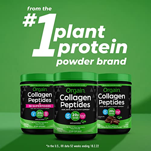 Orgain Hydrolyzed Collagen Peptides Protein Powder Sticks - Paleo & Keto Friendly, Pasture Raised, Gluten Free, Dairy Free, Type I And III, 5g Sticks - Unflavored (25 Count)