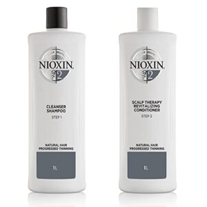 nioxin system 2 for natural hair with progressed thinning cleanser shampoo and scalp therapy conditioner