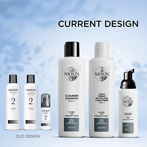 Nioxin System 2 for Natural Hair with Progressed Thinning Cleanser Shampoo and Scalp Therapy Conditioner