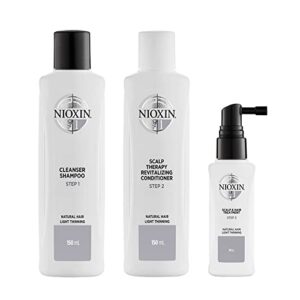 nioxin system kit 1, strengthening & thickening hair treatment, for natural hair with light thinning, trial size (1 month supply)