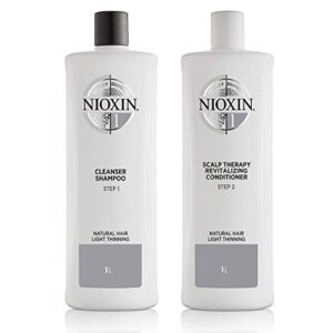 nioxin system 1 scalp cleaning shampoo and therapy conditioner set for natural hair with light thinning