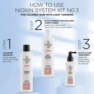 Nioxin System 3 Scalp & Hair Treatment, Color Treated Hair with Light Thinning, 3.4 oz