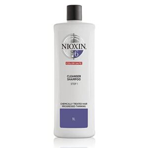 nioxin system 6 cleanser shampoo, bleached & chemically treated hair with progressed thinning, 33.8 fl oz (pack of 1)