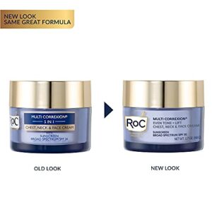 RoC Multi Correxion 5 in 1 Chest, Neck, and Face Moisturizer Cream with SPF 30, for Neck Firming and Wrinkles, Vitamin E & Shea Butter, Oil Free Skin Care, 1.7 Oz