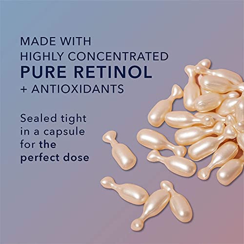 RoC Retinol Correxion Anti-Aging Wrinkle Night Serum, Daily Line Smoothing Skin Care Treatment for Fine Lines, Dark Spots, Post-Acne Scars, 30 Individual Capsules, Unscented, 0.35 Fl Oz