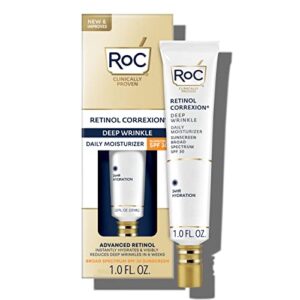 RoC Retinol Correxion Deep Wrinkle Daily Face Moisturizer with Sunscreen SPF 30, Skin Care Treatment for Fine Lines, Dark Spots, Post-Acne Scars, 1 Ounce