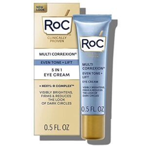 roc multi correxion 5 in 1 anti-aging eye cream for puffiness, under eye bags & dark circles, skin care treatment with shea butter, 0.5 fl oz (packaging may vary)