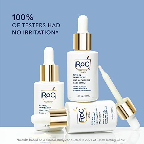 RoC Retinol Correxion Pore Refining Line Smoothing Serum, Daily Anti-Aging Wrinkle Treatment with Squalane, Skin Care for Fine Lines, Dark Spots, Post-Acne Marks, 1 Fl Oz