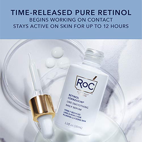 RoC Retinol Correxion Pore Refining Line Smoothing Serum, Daily Anti-Aging Wrinkle Treatment with Squalane, Skin Care for Fine Lines, Dark Spots, Post-Acne Marks, 1 Fl Oz