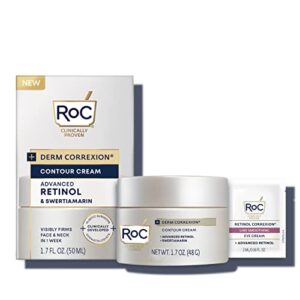 roc derm correxion neck cream with hyaluronic acid and advanced retinol to visibly tighten & lift horizontal neck lines, facial moisturiser to contour face, neck and jawline, 1.7oz