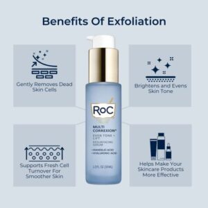 RoC Multi Correxion Even Tone + Lift Resurfacing Serum with Mandelic Acid for Brightening, Even Tone & Post Acne Marks + Hyaluronic Acid for Dry Skin, Non-Comedogenic & Fragrance Free, 1 fl oz